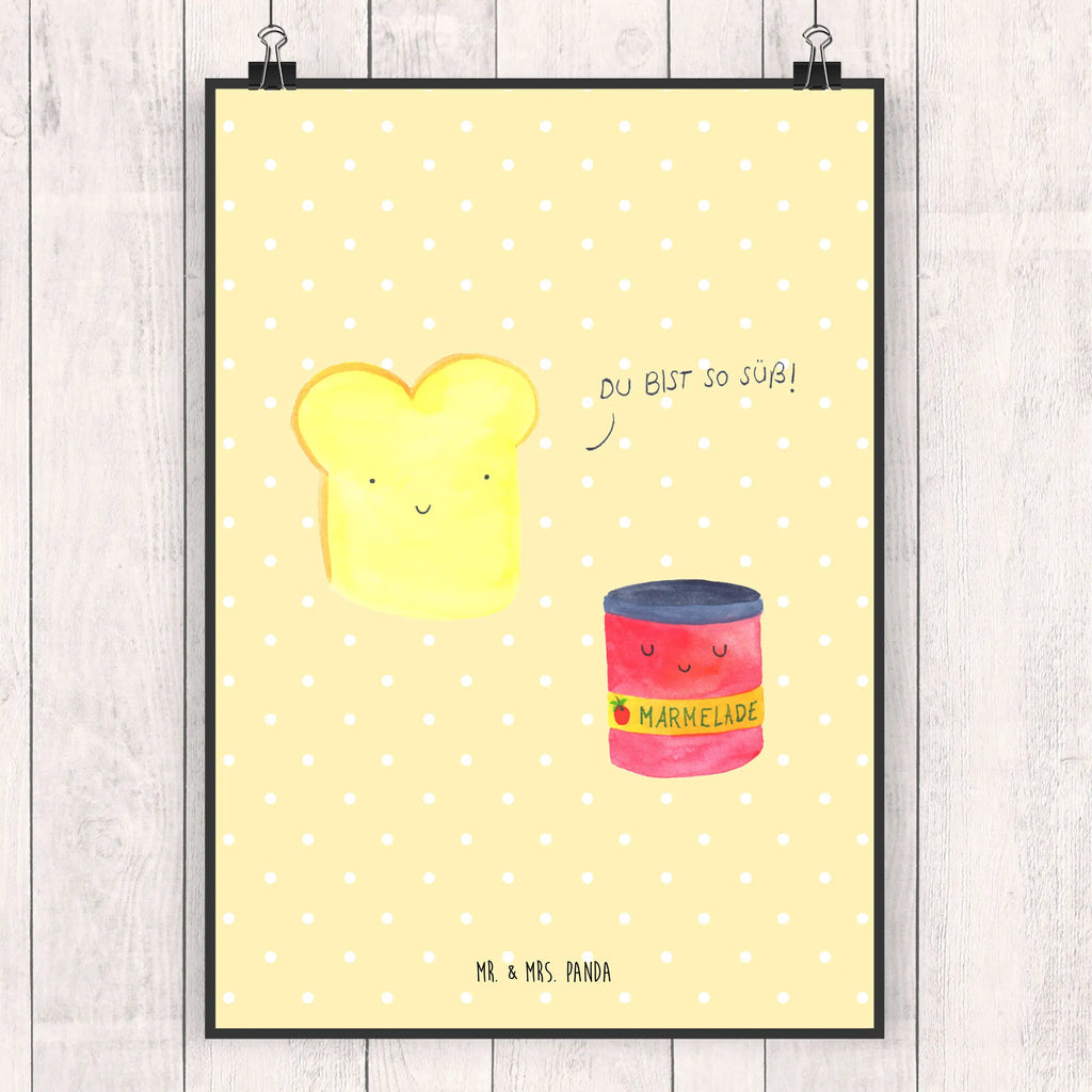 Plakat Tost dżem Mr. & Mrs. Panda Poster, Wanddeko Bild, Kunstdruck, kunstposter, Designposter, Posterdruck, Bild, kunstdruck poster, Wanddekoration, Plakat, Wandschmuck, wandkunst, grafikposter, Deko Bild, drucke, Poster, Wandposter, kunst für die wand, Wandbild, Bild für Wand, wanddeko, wanddruck, Gute Laune, Tiermotive, Tiere, Lustige Sprüche, Küche Spruch, Frühstück Einladung, Marmelade, Süße Postkarte, Toastbrot, Dreamteam, Brot, Süß, Toast, Küche Deko