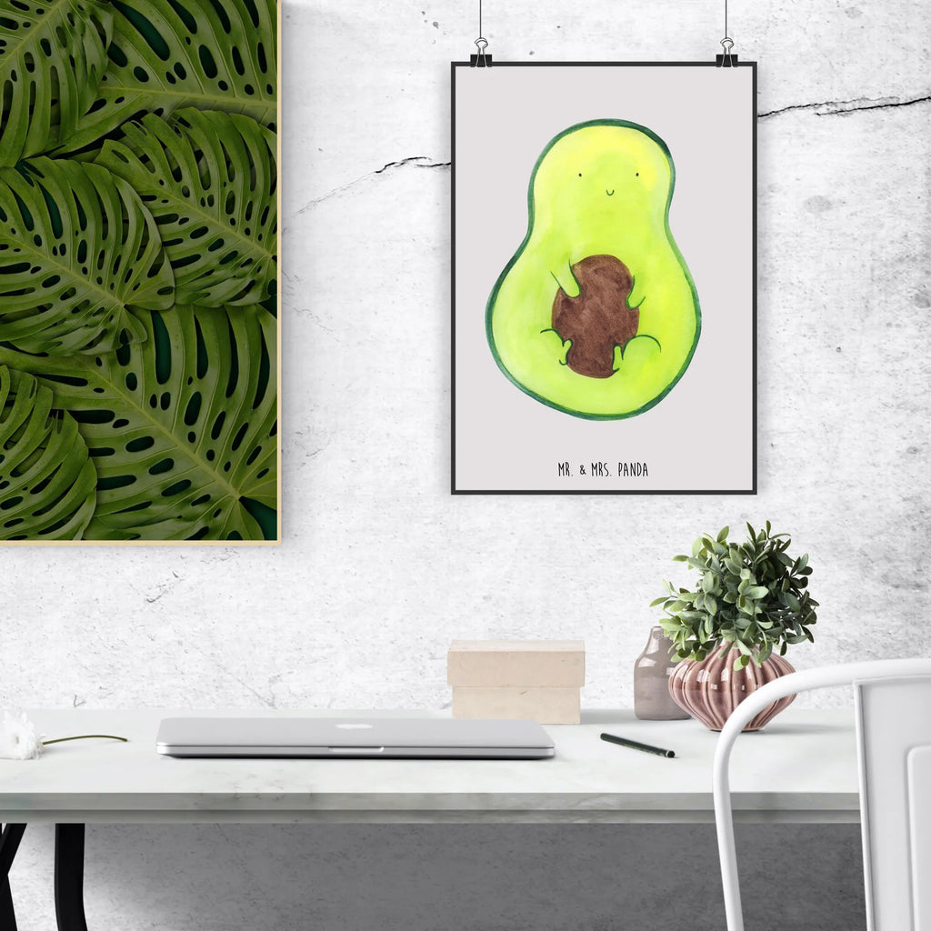Poster avocado core Kinderposter, Raumdekoration, Kunstdruck, Mr. & Mrs. Panda Poster, Handgemaltes Poster, Poster, Wanddeko Bild, Wanddeko, Wanddekoration, Designposter, Küchenposter, Bild, Wandposter, Posterdruck, Avocado, Veggie, Vegan, Gesund, Avocadokern, Kern, Avokado, Pflanze, Spruch Leben