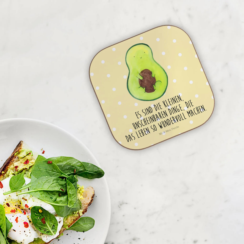 Square coaster avocado core Coasters, gifts, gift, breakfast, glass coasters, presents, party, avocado, vegetables, plant, saying life, seed, avocado seed
