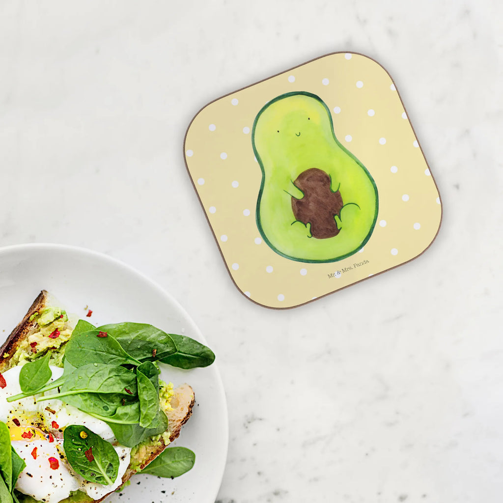 Square coaster avocado core Coasters, gifts, gift, breakfast, glass coasters, presents, party, avocado, vegetables, plant, saying life, seed, avocado seed
