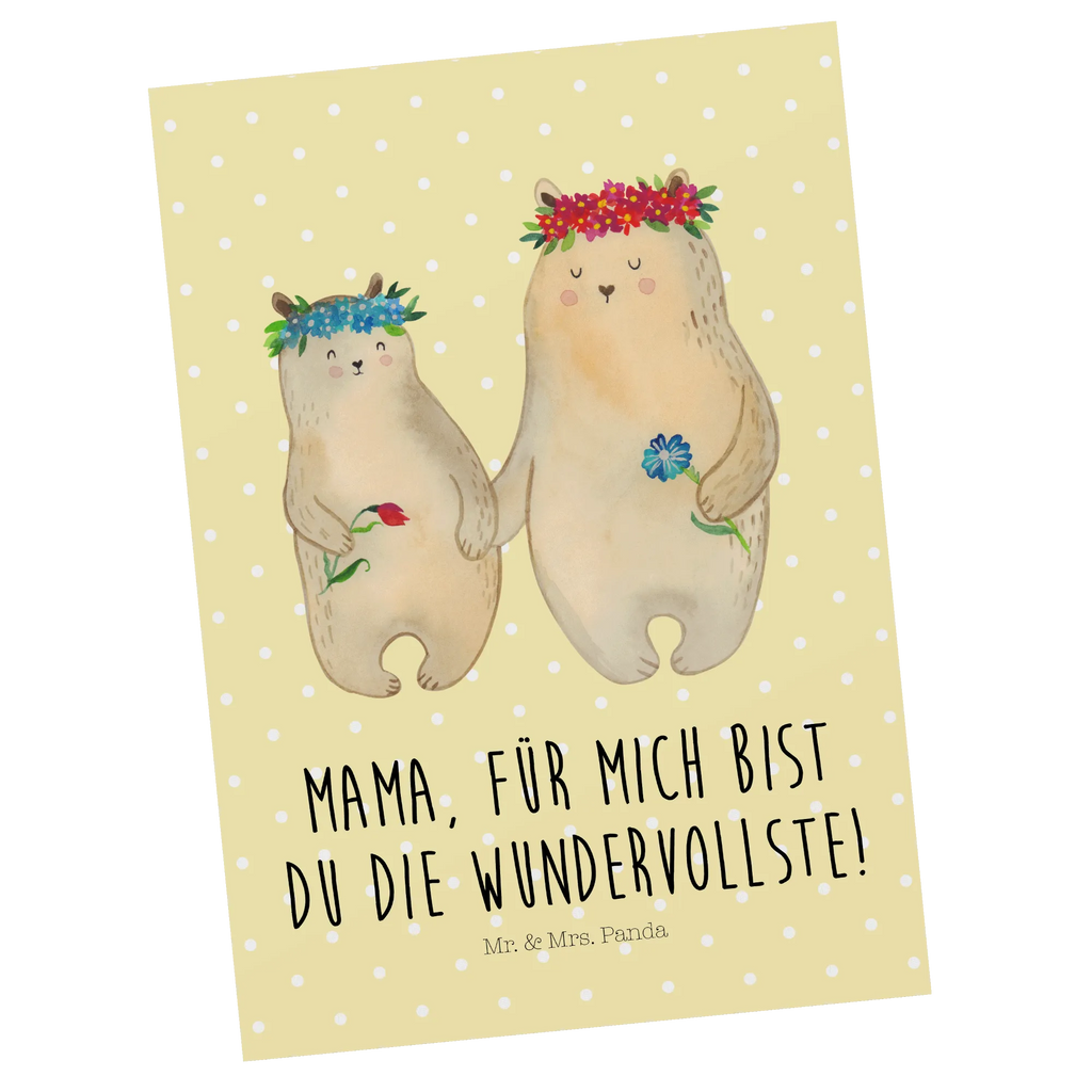 Postcard Bears with flower crown kunstkarte, Designkarte, spruchkarte, Grußkarte, Postkarten, einzelkarte, Motivkarte, bildkarte, Fotokarte, Ansichtskarten, Kunstkarten, Ansichtskarte, Postkarte, Familie, Papa, Schwester, Mama, Opa, Oma, Muttertag, Vatertag, Bruder, Tochter, Lieblingsmama, Töchter, Vorbild, Bären, Mutter, Mami, Weltbeste Mama, Bär, Beste Mutter, Mutti, Geschenk Mama. Muttertag, Kind, Family, Kinder, Lieblingsmensch