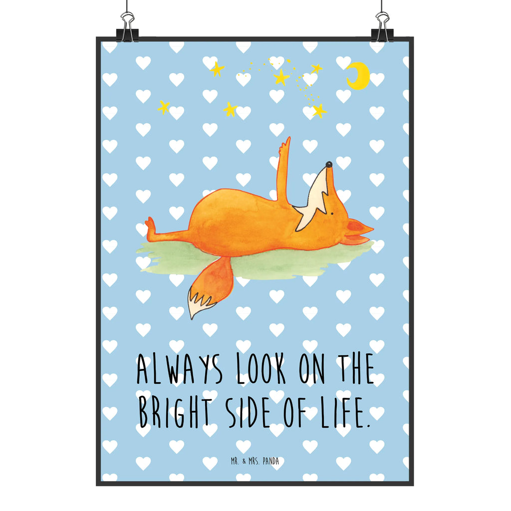Poster Fox Stars Wanddekoration, Kunstdruck, Wandposter, Bild, Wanddeko, Küchenposter, Wanddeko Bild, Designposter, Raumdekoration, Poster, Posterdruck, Mr. & Mrs. Panda Poster, Kinderposter, Handgemaltes Poster, Fuchs, Romantik, Füchse, Spruch positiv, Always Look on the Bright Side of Life, tröstende Worte, Spruch schön