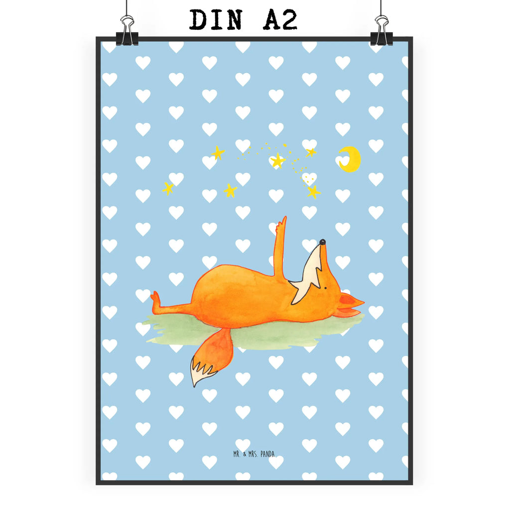 Poster Fox Stars Wanddekoration, Kunstdruck, Wandposter, Bild, Wanddeko, Küchenposter, Wanddeko Bild, Designposter, Raumdekoration, Poster, Posterdruck, Mr. & Mrs. Panda Poster, Kinderposter, Handgemaltes Poster, Fuchs, Romantik, Füchse, Spruch positiv, Always Look on the Bright Side of Life, tröstende Worte, Spruch schön