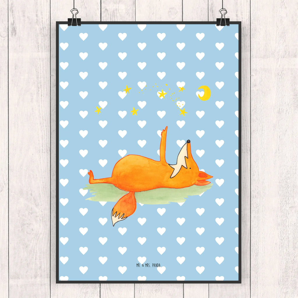 Poster Fox Stars Wanddekoration, Kunstdruck, Wandposter, Bild, Wanddeko, Küchenposter, Wanddeko Bild, Designposter, Raumdekoration, Poster, Posterdruck, Mr. & Mrs. Panda Poster, Kinderposter, Handgemaltes Poster, Fuchs, Romantik, Füchse, Spruch positiv, Always Look on the Bright Side of Life, tröstende Worte, Spruch schön