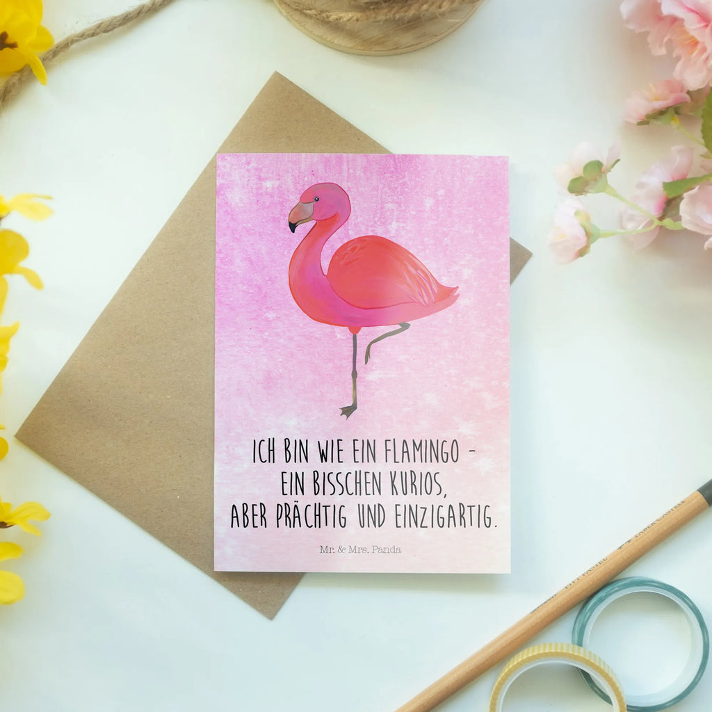 Greetings card flamingo Classic Grußkarte, Glückwunschkarte, Ansichtskarten, Karte, Geburtstagskarte, Hochzeitskarte, Einladungskarte, Klappkarte, Flamingo, Einzigartig, für mich, Freundinnen, Tochter, Geschwister, Sohn, Stolz, Spruch, Außenseiter, Freundin, ich, Selbstliebe