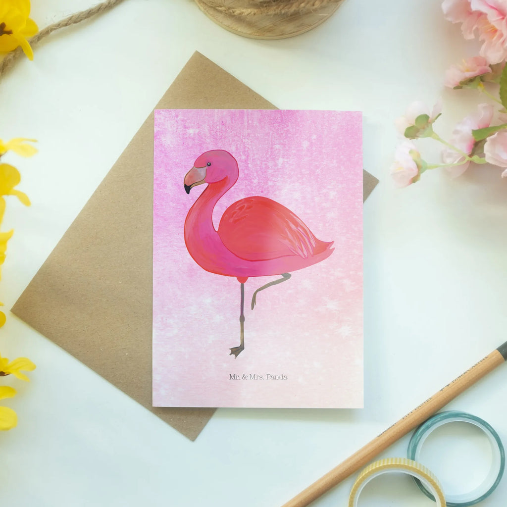 Greetings card flamingo Classic Grußkarte, Glückwunschkarte, Ansichtskarten, Karte, Geburtstagskarte, Hochzeitskarte, Einladungskarte, Klappkarte, Flamingo, Einzigartig, für mich, Freundinnen, Tochter, Geschwister, Sohn, Stolz, Spruch, Außenseiter, Freundin, ich, Selbstliebe