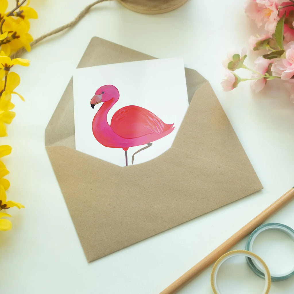 Greetings card flamingo Classic Grußkarte, Glückwunschkarte, Ansichtskarten, Karte, Geburtstagskarte, Hochzeitskarte, Einladungskarte, Klappkarte, Flamingo, Einzigartig, für mich, Freundinnen, Tochter, Geschwister, Sohn, Stolz, Spruch, Außenseiter, Freundin, ich, Selbstliebe