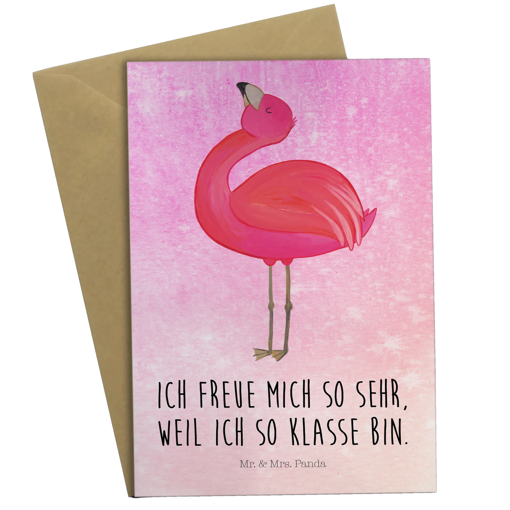 Grußkarte Flamingo stolz Glückwunschkarte, Karte, Ansichtskarten, Hochzeitskarte, Klappkarte, Geburtstagskarte, Grußkarte, Einladungskarte, Flamingo, beste Freundin, Schwester, Freundin, stolz, Selbstakzeptanz, Mama, Freude, Tochter, Selbstliebe
