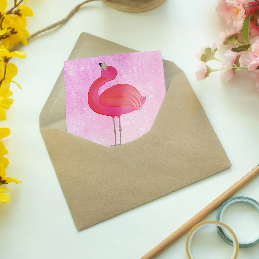 Grußkarte Flamingo stolz Glückwunschkarte, Karte, Ansichtskarten, Hochzeitskarte, Klappkarte, Geburtstagskarte, Grußkarte, Einladungskarte, Flamingo, beste Freundin, Schwester, Freundin, stolz, Selbstakzeptanz, Mama, Freude, Tochter, Selbstliebe