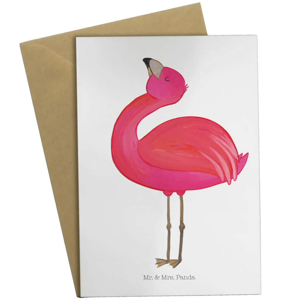 Grußkarte Flamingo stolz Glückwunschkarte, Karte, Ansichtskarten, Hochzeitskarte, Klappkarte, Geburtstagskarte, Grußkarte, Einladungskarte, Flamingo, beste Freundin, Schwester, Freundin, stolz, Selbstakzeptanz, Mama, Freude, Tochter, Selbstliebe