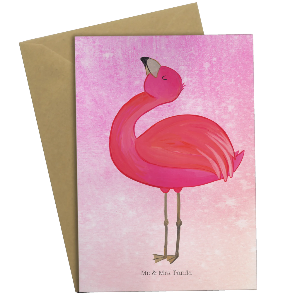 Grußkarte Flamingo stolz Glückwunschkarte, Karte, Ansichtskarten, Hochzeitskarte, Klappkarte, Geburtstagskarte, Grußkarte, Einladungskarte, Flamingo, beste Freundin, Schwester, Freundin, stolz, Selbstakzeptanz, Mama, Freude, Tochter, Selbstliebe