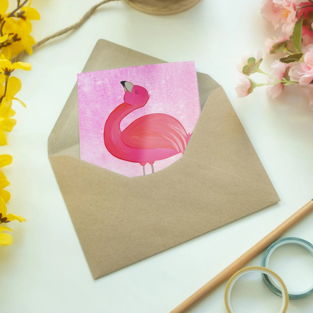 Grußkarte Flamingo stolz Glückwunschkarte, Karte, Ansichtskarten, Hochzeitskarte, Klappkarte, Geburtstagskarte, Grußkarte, Einladungskarte, Flamingo, beste Freundin, Schwester, Freundin, stolz, Selbstakzeptanz, Mama, Freude, Tochter, Selbstliebe