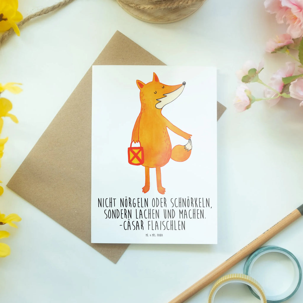 Greetings card Fox Lantern Klappkarte, Glückwunschkarte, Karte, Hochzeitskarte, Ansichtskarten, Grußkarte, Einladungskarte, Geburtstagskarte, Fuchs, Laterne, Liebeskummer Spruch, Füchse, Aufmuntern, Cäsar Otto Hugo Flaischlen, Laternenumzug, Spruch trösten, Sankt Martin
