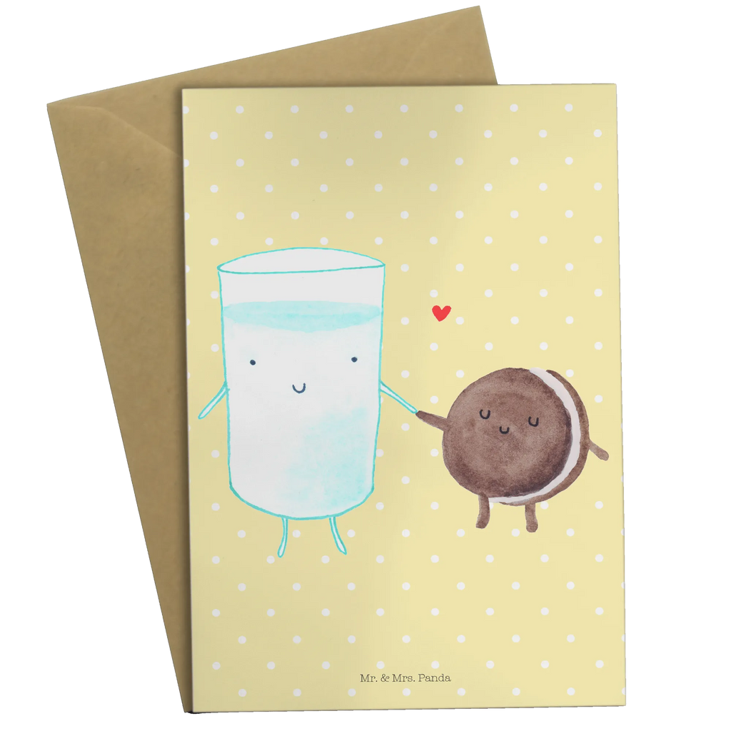 Grußkarte Milch & Keks Geburtstagskarte, Karte, Grußkarte, Hochzeitskarte, Einladungskarte, Glückwunschkarte, Ansichtskarten, Klappkarte, Tiermotive, Gute Laune, lustige Sprüche, Tiere, Cookie, perfektes Paar, romantisch, Keks, Einladung Frühstück, Milk, Motiv süß, Kekse, Kaffee, Milch