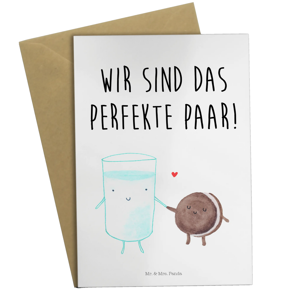 Grußkarte Milch & Keks Geburtstagskarte, Karte, Grußkarte, Hochzeitskarte, Einladungskarte, Glückwunschkarte, Ansichtskarten, Klappkarte, Tiermotive, Gute Laune, lustige Sprüche, Tiere, Cookie, perfektes Paar, romantisch, Keks, Einladung Frühstück, Milk, Motiv süß, Kekse, Kaffee, Milch