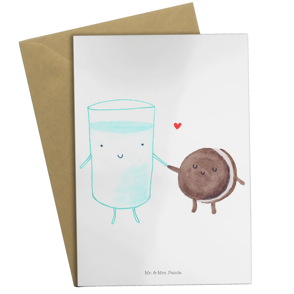 Grußkarte Milch & Keks Geburtstagskarte, Karte, Grußkarte, Hochzeitskarte, Einladungskarte, Glückwunschkarte, Ansichtskarten, Klappkarte, Tiermotive, Gute Laune, lustige Sprüche, Tiere, Cookie, perfektes Paar, romantisch, Keks, Einladung Frühstück, Milk, Motiv süß, Kekse, Kaffee, Milch
