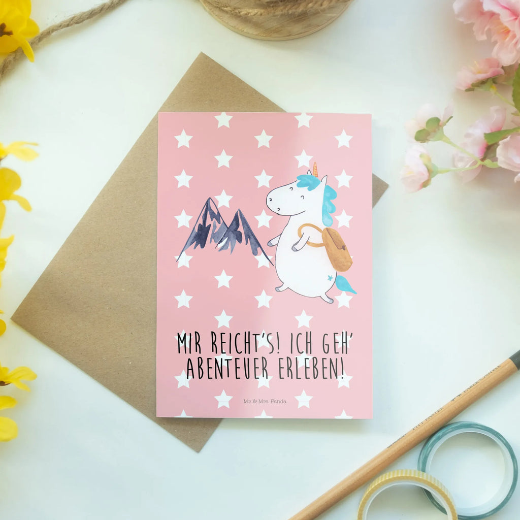 Grußkarte Einhorn Bergsteiger Glückwunschkarte, jubiläumskarte, abiturkarte, Motivkarte, spruchkarte, weihnachtskarten, einladungskarten, Grußkarten, neujahrskarte, hochzeitskarten, Klappkarte, dankeskarten, Grußkarte, osterkarten, firmungskarte, glückwunschkarten, genesungskarte, babykarte, Beileidskarte, valentinstagskarte, vatertagskarte, kommunionskarte, osterkarte, Einhörner, Unicorn, Einhorn Deko, Einhorn, Bergsteiger, Abenteurer, Urlaub, Weltenbummler, Abenteuer, Entdecker, Reisen, Weltreise, Berge