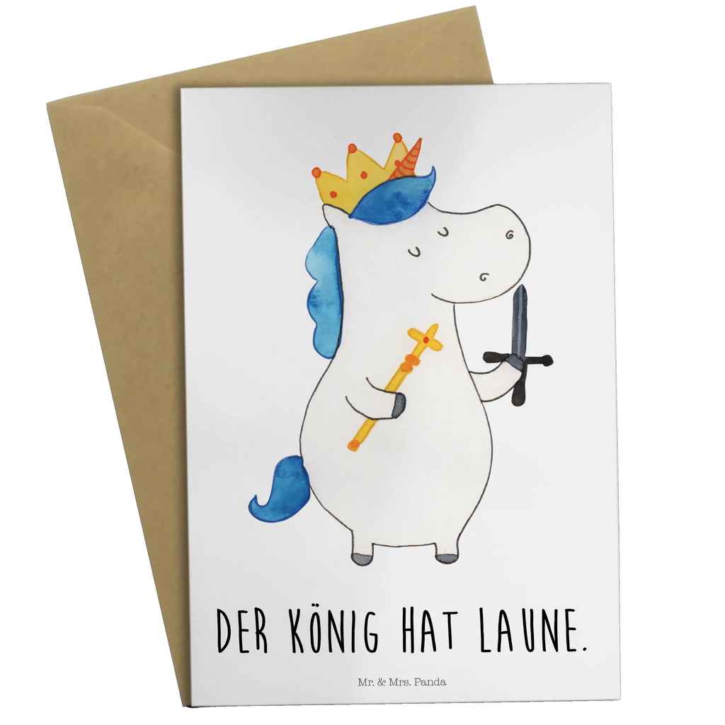 Kartka okolicznościowa jednorożec Król z mieczem Beileidskarte, neujahrskarte, abiturkarte, kommunionskarte, osterkarten, genesungskarte, babykarte, spruchkarte, Glückwunschkarte, dankeskarten, einladungskarten, glückwunschkarten, osterkarte, valentinstagskarte, Motivkarte, vatertagskarte, jubiläumskarte, hochzeitskarten, Grußkarten, Grußkarte, firmungskarte, Klappkarte, weihnachtskarten, Einhorn, Unicorn, Einhörner, Einhorn Deko, König, Mittelalter, Ritter