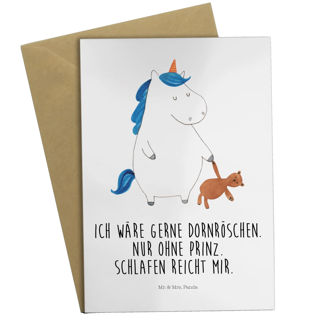 Greetings card unicorn teddy invitation card, folding card, wedding card, greeting card, birthday card, unicorn, unicorns, single, good night, dreaming, single life, child gift, child present, sleep, girlfriend, sweet, bed, Unicorn