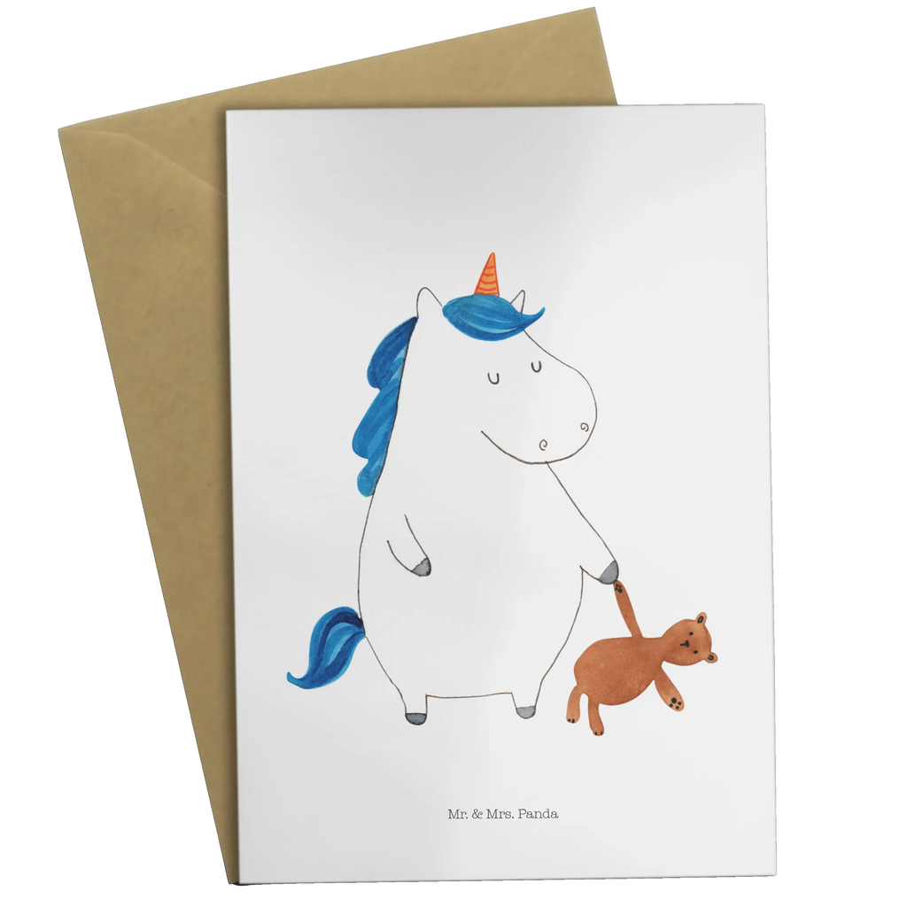 Greetings card unicorn teddy invitation card, folding card, wedding card, greeting card, birthday card, unicorn, unicorns, single, good night, dreaming, single life, child gift, child present, sleep, girlfriend, sweet, bed, Unicorn