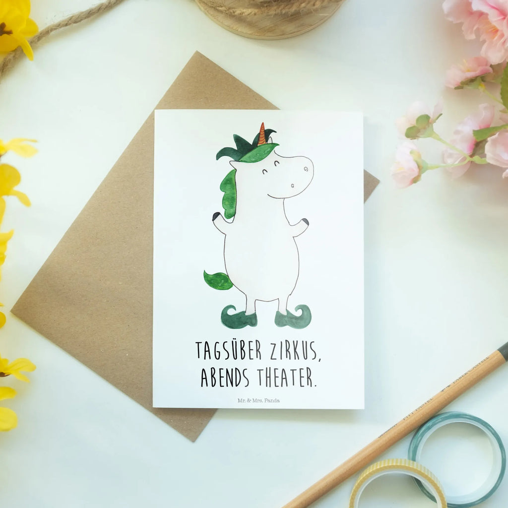 Greetings card unicorn joker Geburtstagskarte, Ansichtskarten, Einladungskarte, Klappkarte, Grußkarte, Glückwunschkarte, Hochzeitskarte, Karte, Einhorn, Einhörner, Einhorn Deko, Unicorn, Mittelalter, Hofnarr, Kasper, Gaukler