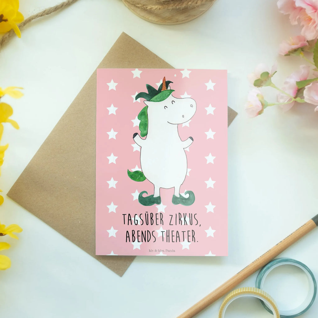 Greetings card unicorn joker Geburtstagskarte, Ansichtskarten, Einladungskarte, Klappkarte, Grußkarte, Glückwunschkarte, Hochzeitskarte, Karte, Einhorn, Einhörner, Einhorn Deko, Unicorn, Mittelalter, Hofnarr, Kasper, Gaukler