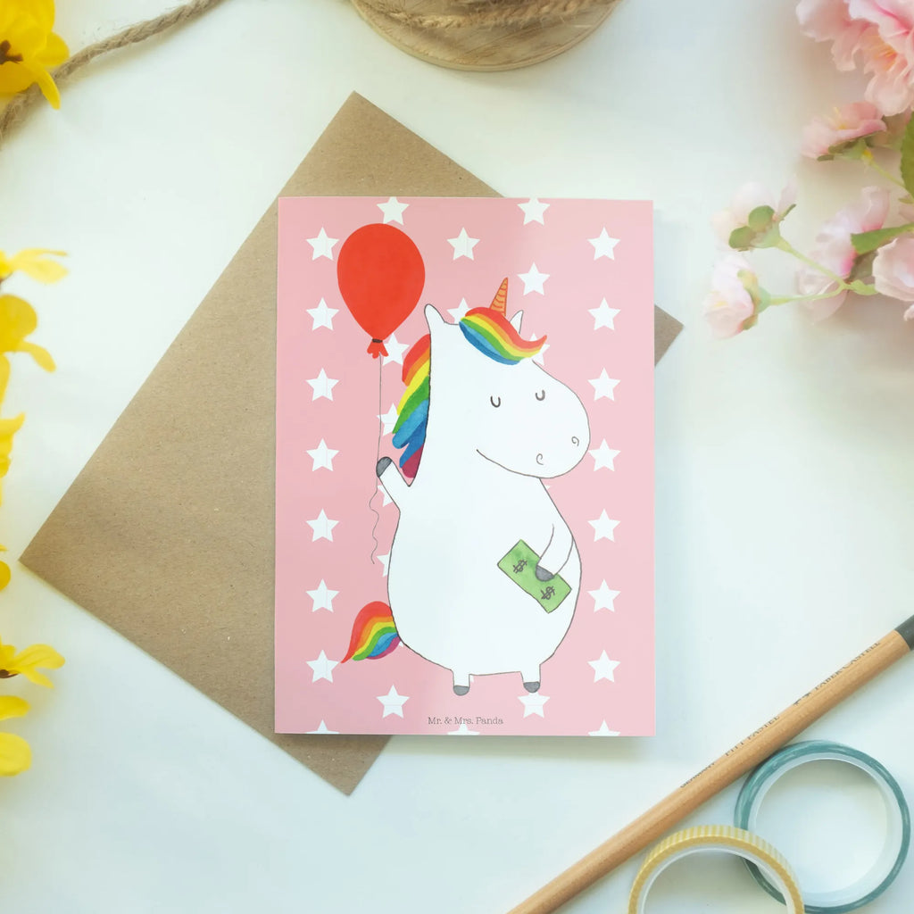 Grußkarte Einhorn Luftballon kommunionskarte, Beileidskarte, Motivkarte, weihnachtskarten, abiturkarte, glückwunschkarten, hochzeitskarten, babykarte, osterkarten, Glückwunschkarte, Klappkarte, Grußkarten, firmungskarte, osterkarte, einladungskarten, vatertagskarte, dankeskarten, jubiläumskarte, spruchkarte, valentinstagskarte, Grußkarte, neujahrskarte, genesungskarte, Einhorn, Einhörner, Einhorn Deko, Unicorn, Freundin, Luftballon, Geld, Lebenslust, Freude, Geschenk