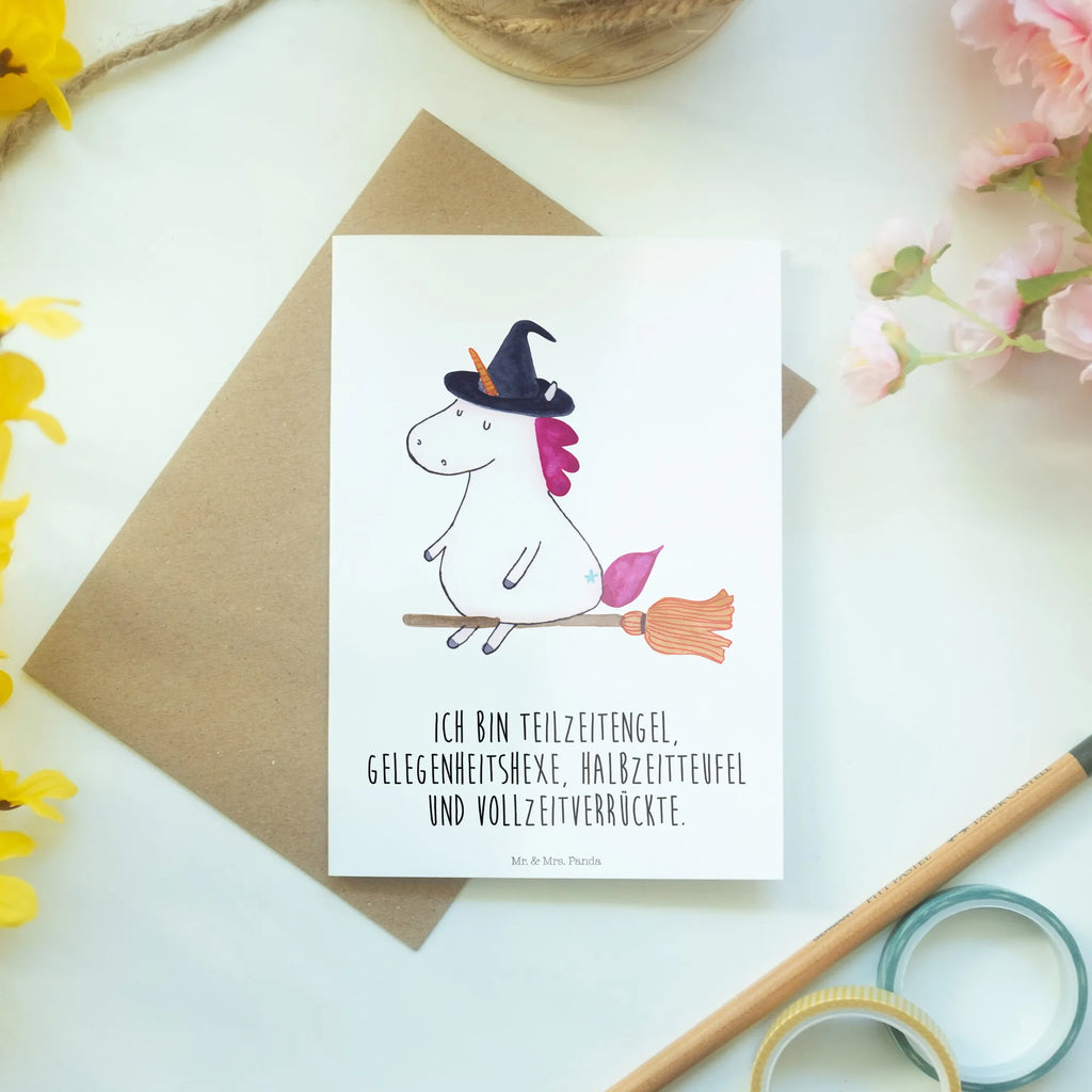 Greetings card unicorn Witch Klappkarte, Glückwunschkarte, Grußkarte, Ansichtskarten, Einladungskarte, Karte, Hochzeitskarte, Geburtstagskarte, Einhorn, Einhörner, Einhorn Deko, Unicorn, Hexe, Teufel, Zicke, Freundin, Ehefrau, Frau, Leben, Engel, Verrückte