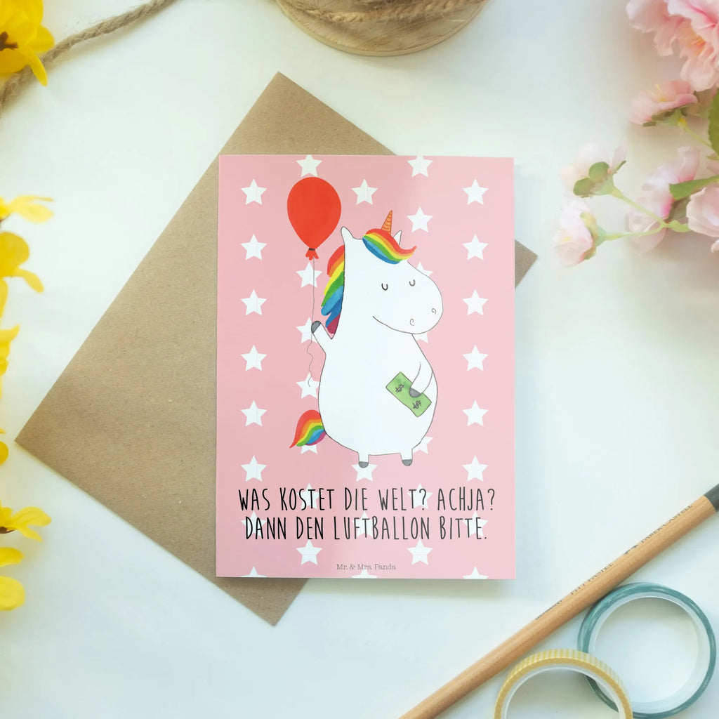 Grußkarte Einhorn Luftballon kommunionskarte, Beileidskarte, Motivkarte, weihnachtskarten, abiturkarte, glückwunschkarten, hochzeitskarten, babykarte, osterkarten, Glückwunschkarte, Klappkarte, Grußkarten, firmungskarte, osterkarte, einladungskarten, vatertagskarte, dankeskarten, jubiläumskarte, spruchkarte, valentinstagskarte, Grußkarte, neujahrskarte, genesungskarte, Einhorn, Einhörner, Einhorn Deko, Unicorn, Freundin, Luftballon, Geld, Lebenslust, Freude, Geschenk