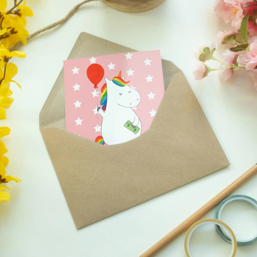 Grußkarte Einhorn Luftballon kommunionskarte, Beileidskarte, Motivkarte, weihnachtskarten, abiturkarte, glückwunschkarten, hochzeitskarten, babykarte, osterkarten, Glückwunschkarte, Klappkarte, Grußkarten, firmungskarte, osterkarte, einladungskarten, vatertagskarte, dankeskarten, jubiläumskarte, spruchkarte, valentinstagskarte, Grußkarte, neujahrskarte, genesungskarte, Einhorn, Einhörner, Einhorn Deko, Unicorn, Freundin, Luftballon, Geld, Lebenslust, Freude, Geschenk