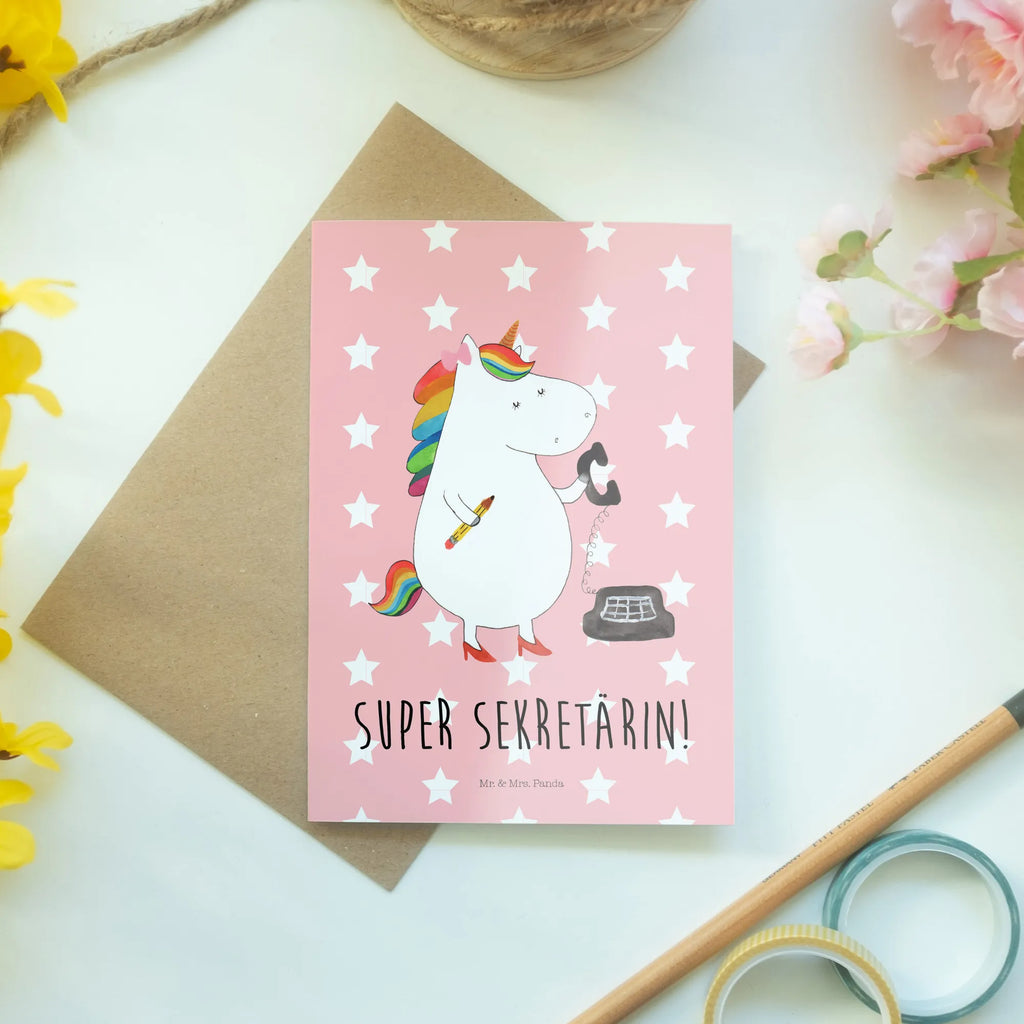 Kartka okolicznościowa Jednorożec sekretarka hochzeitskarten, kommunionskarte, abiturkarte, osterkarte, Grußkarte, jubiläumskarte, genesungskarte, Motivkarte, Grußkarten, Beileidskarte, vatertagskarte, weihnachtskarten, valentinstagskarte, neujahrskarte, Klappkarte, osterkarten, Glückwunschkarte, einladungskarten, dankeskarten, firmungskarte, glückwunschkarten, babykarte, spruchkarte, Unicorn, Einhorn, Einhörner, Einhorn Deko, Rechtsanwältin, Bürohilfe, Rechtsanwaltsgehilfin, Büro, Steuerkanzlei, Steuerbüro, Sekretärin, Bürokraft