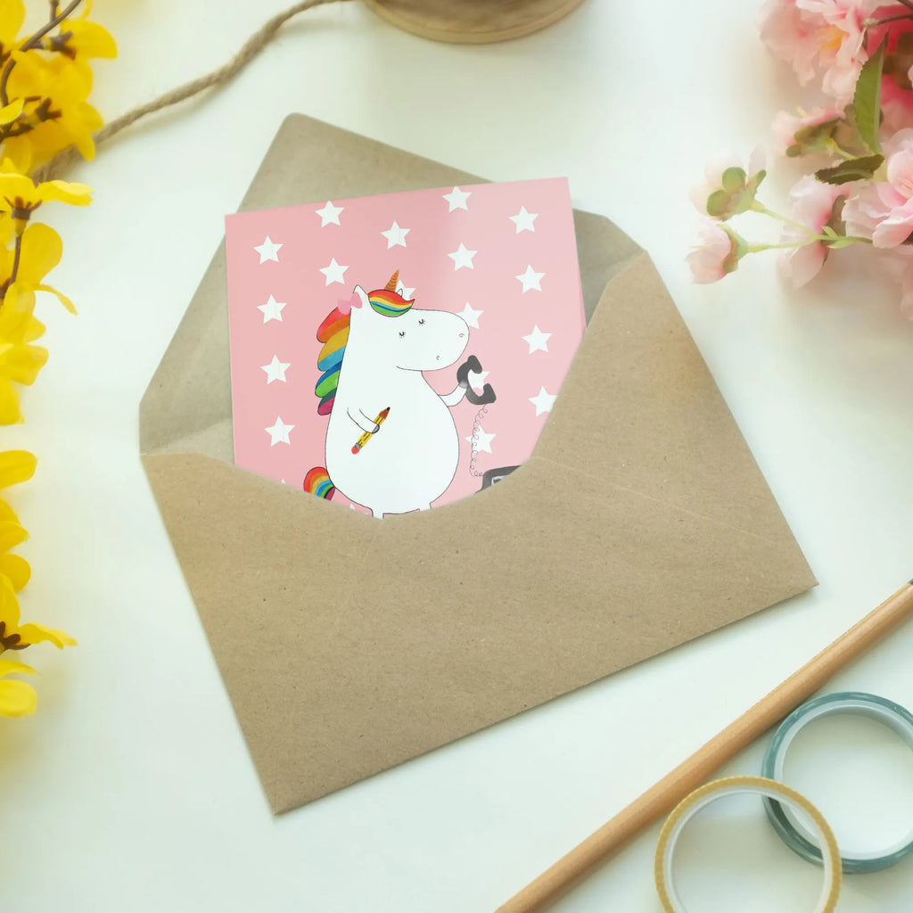 Kartka okolicznościowa Jednorożec sekretarka hochzeitskarten, kommunionskarte, abiturkarte, osterkarte, Grußkarte, jubiläumskarte, genesungskarte, Motivkarte, Grußkarten, Beileidskarte, vatertagskarte, weihnachtskarten, valentinstagskarte, neujahrskarte, Klappkarte, osterkarten, Glückwunschkarte, einladungskarten, dankeskarten, firmungskarte, glückwunschkarten, babykarte, spruchkarte, Unicorn, Einhorn, Einhörner, Einhorn Deko, Rechtsanwältin, Bürohilfe, Rechtsanwaltsgehilfin, Büro, Steuerkanzlei, Steuerbüro, Sekretärin, Bürokraft
