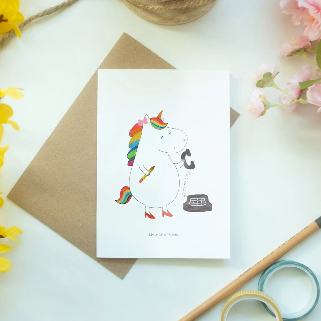 Kartka okolicznościowa Jednorożec sekretarka hochzeitskarten, kommunionskarte, abiturkarte, osterkarte, Grußkarte, jubiläumskarte, genesungskarte, Motivkarte, Grußkarten, Beileidskarte, vatertagskarte, weihnachtskarten, valentinstagskarte, neujahrskarte, Klappkarte, osterkarten, Glückwunschkarte, einladungskarten, dankeskarten, firmungskarte, glückwunschkarten, babykarte, spruchkarte, Unicorn, Einhorn, Einhörner, Einhorn Deko, Rechtsanwältin, Bürohilfe, Rechtsanwaltsgehilfin, Büro, Steuerkanzlei, Steuerbüro, Sekretärin, Bürokraft