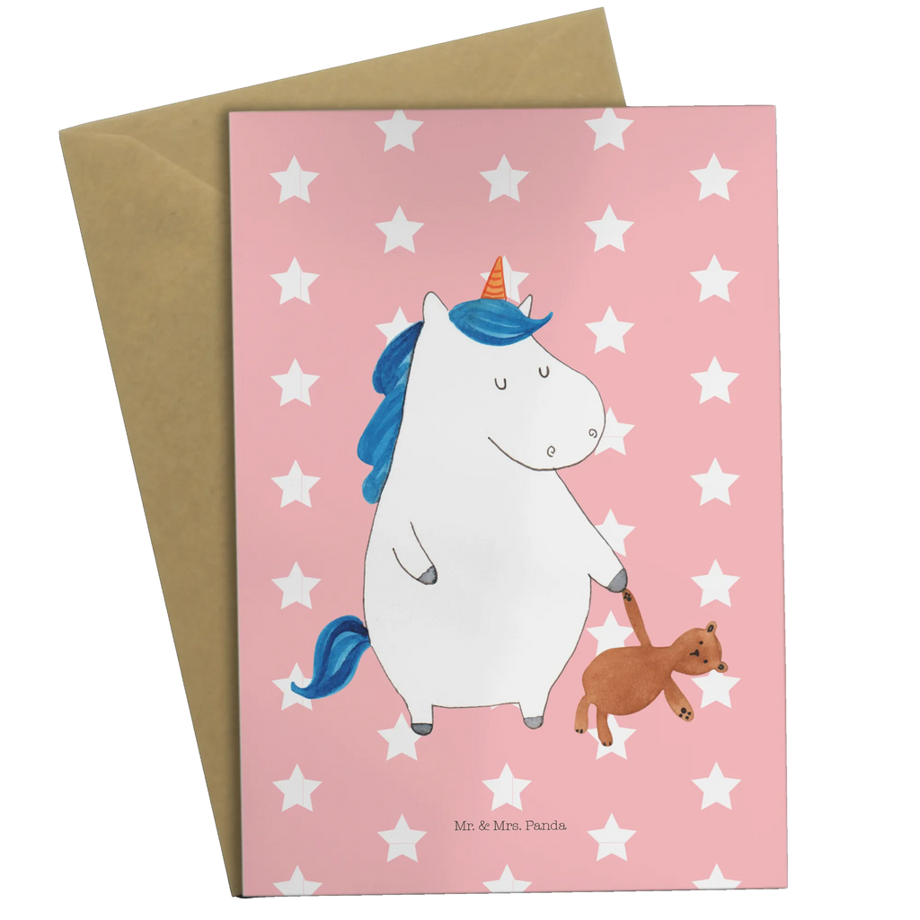 Greetings card unicorn teddy invitation card, folding card, wedding card, greeting card, birthday card, unicorn, unicorns, single, good night, dreaming, single life, child gift, child present, sleep, girlfriend, sweet, bed, Unicorn