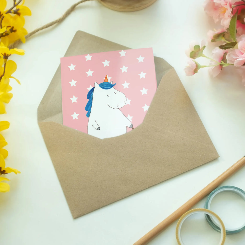 Greetings card unicorn teddy invitation card, folding card, wedding card, greeting card, birthday card, unicorn, unicorns, single, good night, dreaming, single life, child gift, child present, sleep, girlfriend, sweet, bed, Unicorn