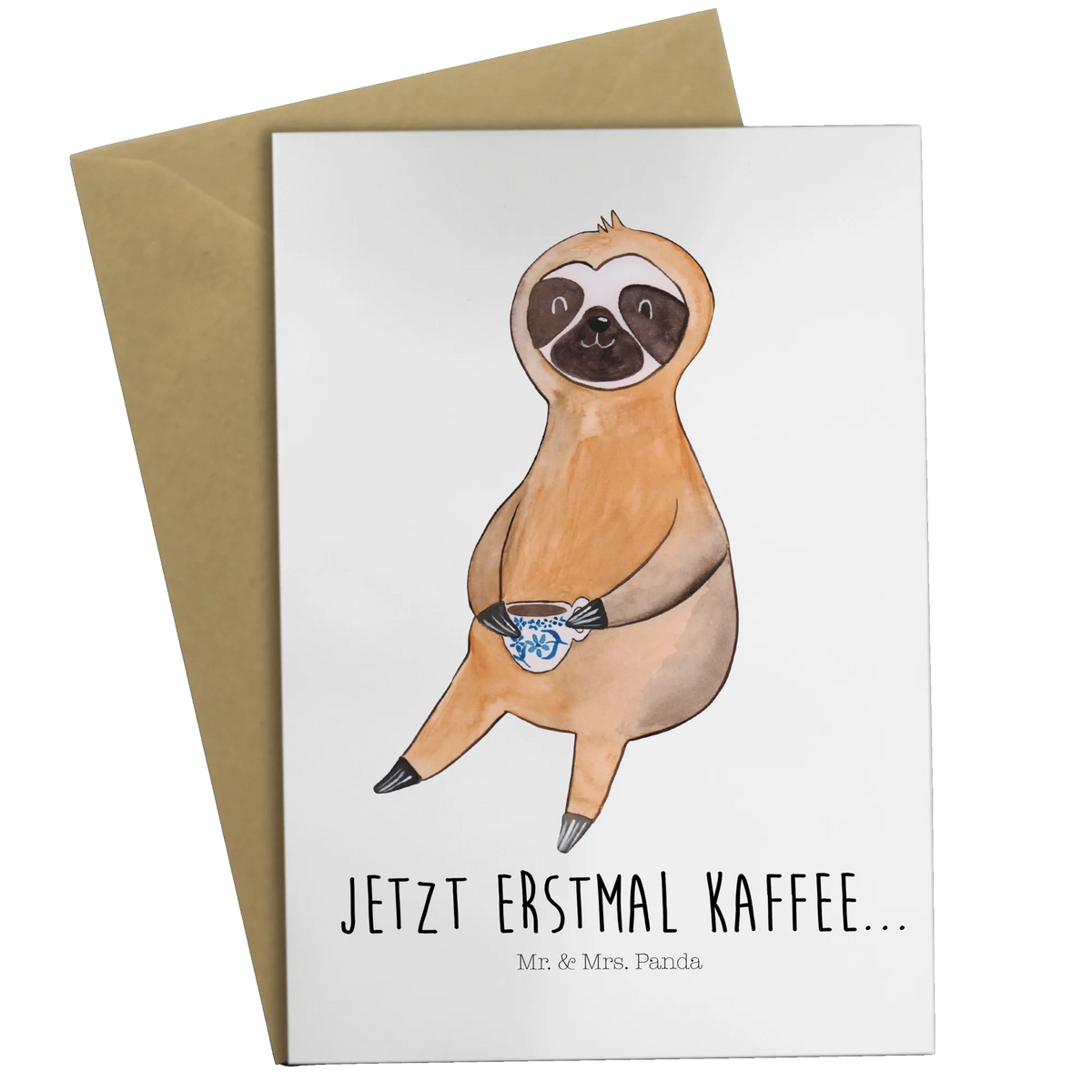 Greetings card sloth Coffee trend animal, connoisseur, lazy, morning grumbler, coffee cup, first coffee, early riser, favourite animal