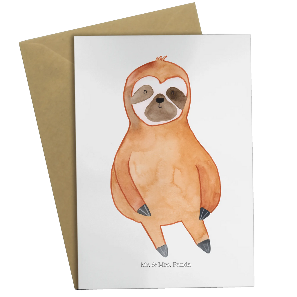 Greetings card sloth Satisfied greeting card, folding card, invitation card, wedding card, birthday card, Sloth, sloth, trend animal, lazy, favorite animal, break, relax, happy, happiness, contented