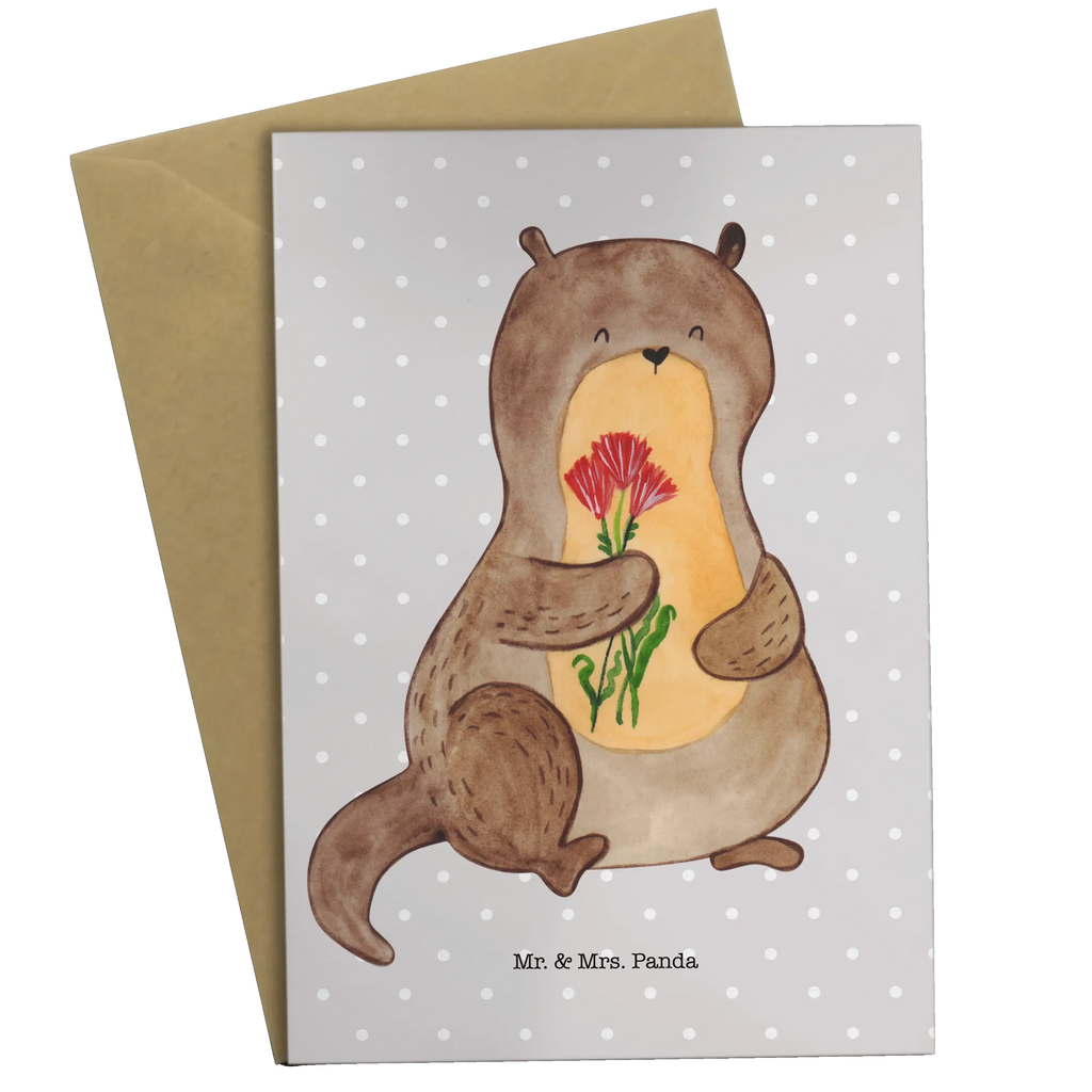 Greetings card otter Bunch of flowers abiturkarte, weihnachtskarten, Grußkarte, firmungskarte, valentinstagskarte, einladungskarten, kommunionskarte, Klappkarte, hochzeitskarten, vatertagskarte, Grußkarten, glückwunschkarten, jubiläumskarte, genesungskarte, osterkarte, spruchkarte, osterkarten, neujahrskarte, Glückwunschkarte, babykarte, dankeskarten, Motivkarte, Beileidskarte, Otter, Fischotter, Seeotter, Otter Seeotter See Otter