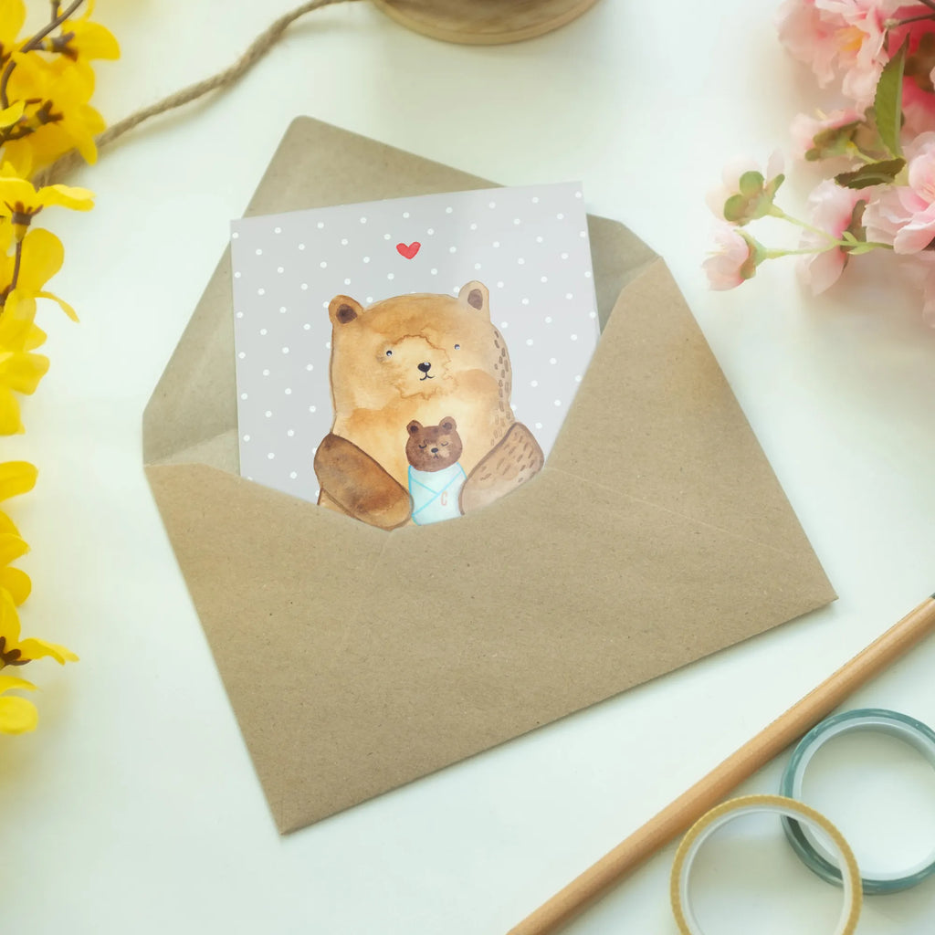 Greetings card bear infant wedding card, greeting card, invitation card, birthday card, folding card, bear, teddy, teddy bear, cuddly toy, baptism, birthday, birth, baby, nephew, grandchild, niece, parents, congratulations, baptized child, mother, grandson