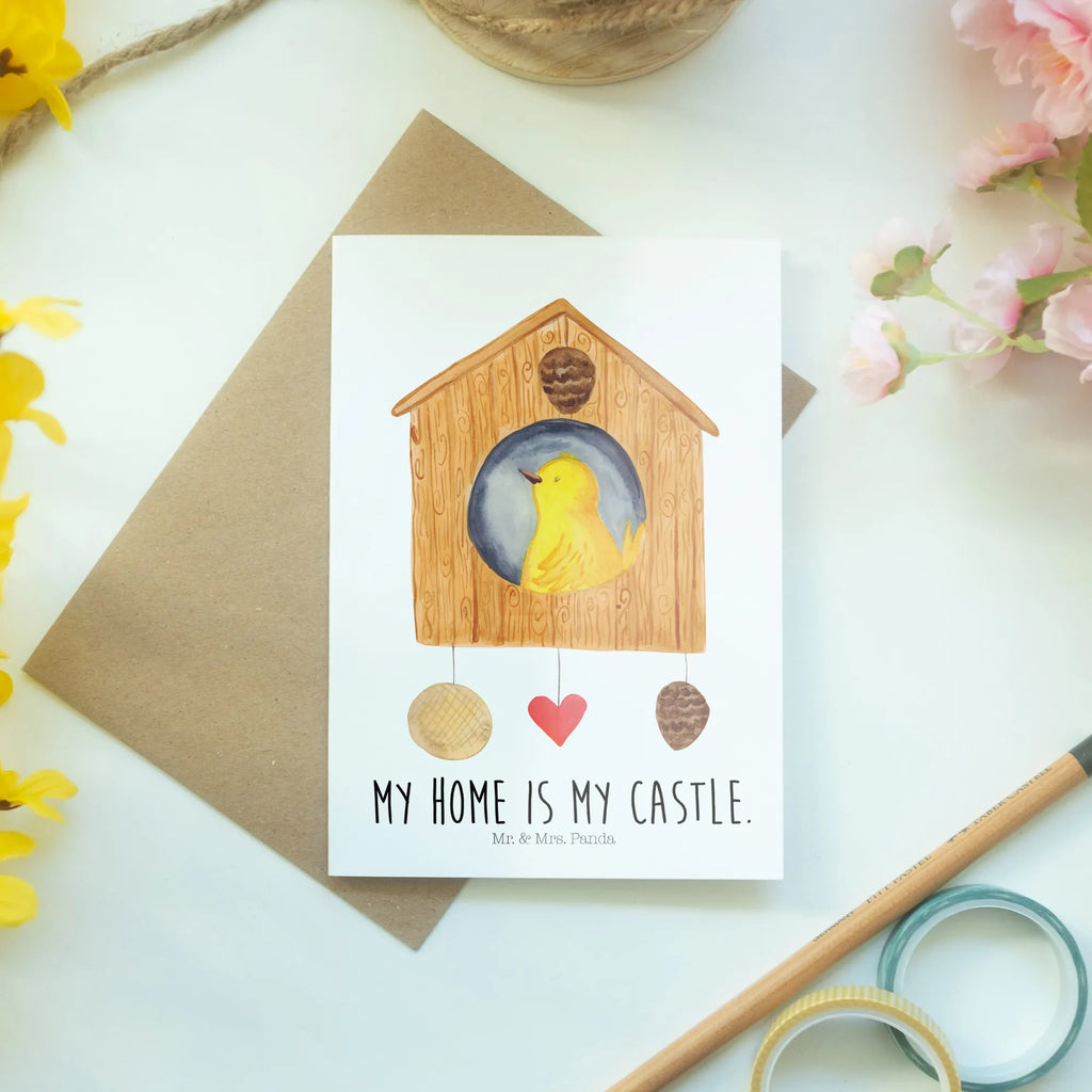 Greetings card Bird House dankeskarten, spruchkarte, abiturkarte, osterkarte, Grußkarte, hochzeitskarten, jubiläumskarte, osterkarten, babykarte, Klappkarte, valentinstagskarte, neujahrskarte, Grußkarten, Beileidskarte, glückwunschkarten, Motivkarte, Glückwunschkarte, weihnachtskarten, einladungskarten, firmungskarte, vatertagskarte, genesungskarte, kommunionskarte, Tiermotive, Gute Laune, Tiere, Lustige Sprüche, Wohnung, Familie, Vogelhaus, Lieblingsort, Zuhause, Unser Haus, Vogel, Vogelhäuschen, Vögel, Castle, Haus, Home Sweet Home, Eigenheim, Nest