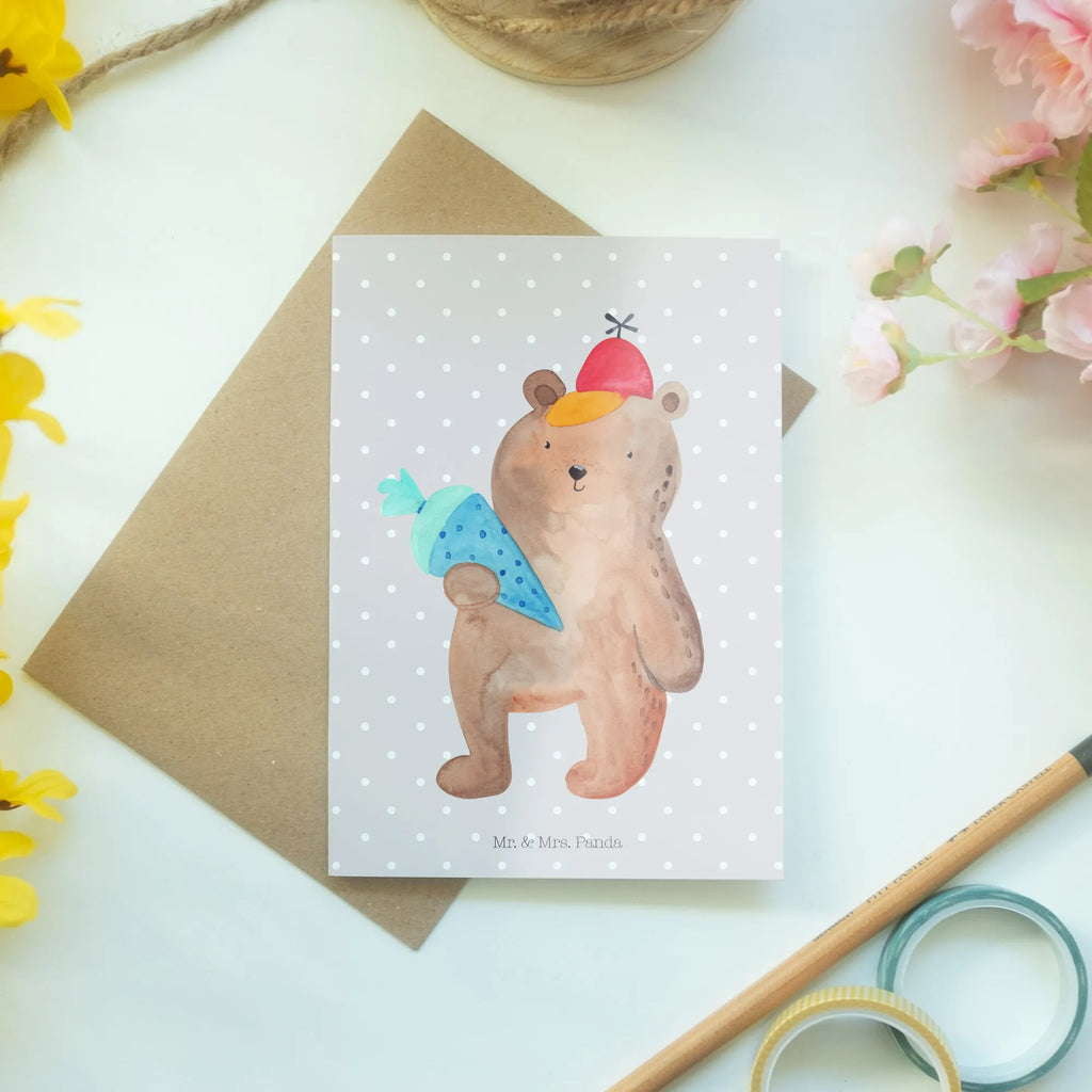 Grußkarte Bär Schultüte Einladungskarte, Geburtstagskarte, Ansichtskarten, Grußkarte, Glückwunschkarte, Klappkarte, Karte, Hochzeitskarte, Bär, Teddy, Teddybär, Einschulung Geschenk, Schulanfang, Bär Motiv, Schultüte, Schule Geschenk, Erster Schultag Geschenk, Schulbeginn, Grundschule