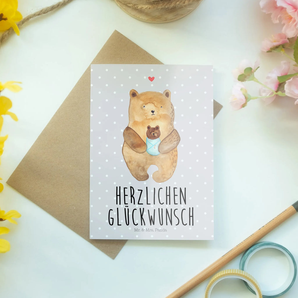 Greetings card bear infant wedding card, greeting card, invitation card, birthday card, folding card, bear, teddy, teddy bear, cuddly toy, baptism, birthday, birth, baby, nephew, grandchild, niece, parents, congratulations, baptized child, mother, grandson