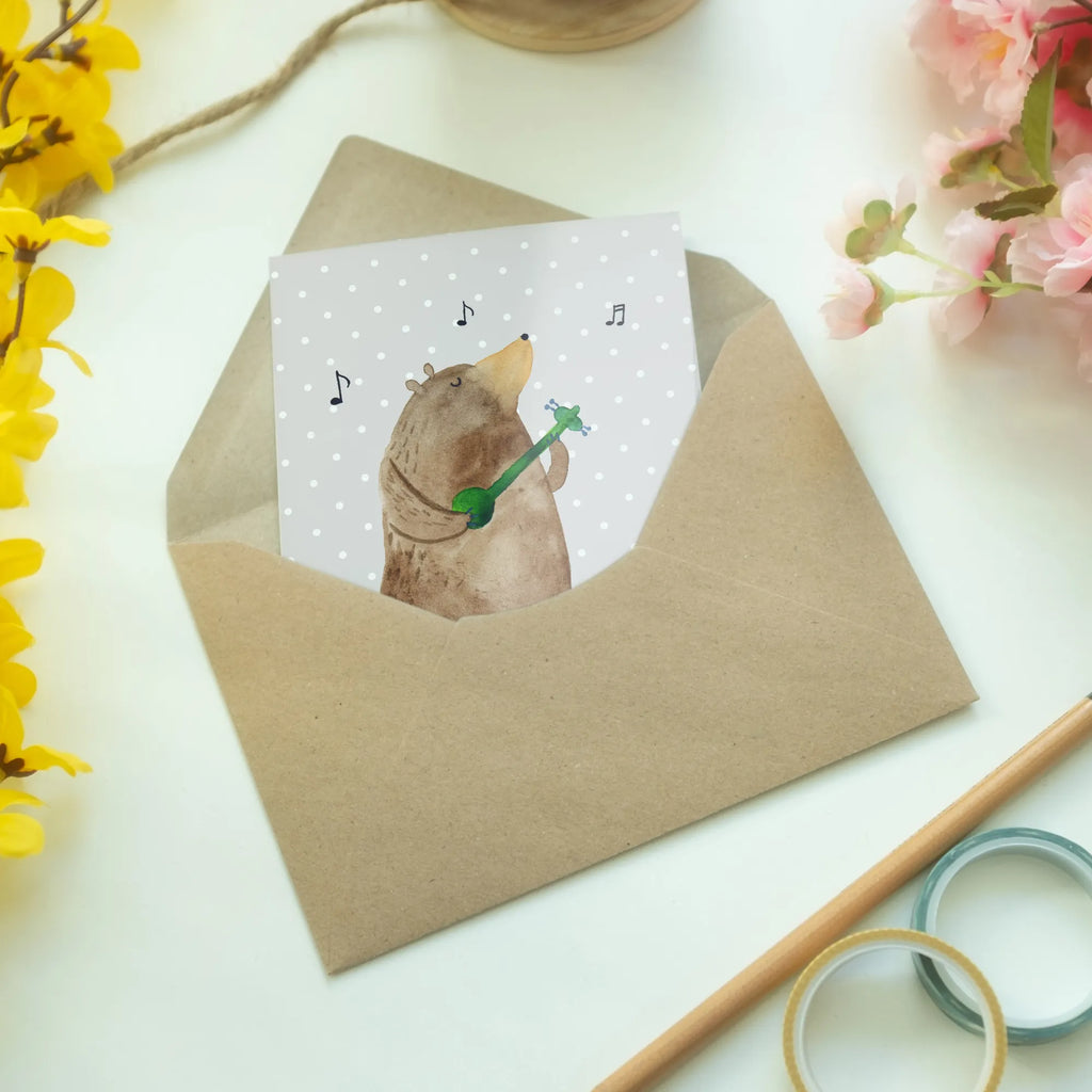 Greetings card bear guitar Geburtstagskarte, Glückwunschkarte, Klappkarte, Karte, Einladungskarte, Hochzeitskarte, Ansichtskarten, Grußkarte, Bär, Teddy, Teddybär