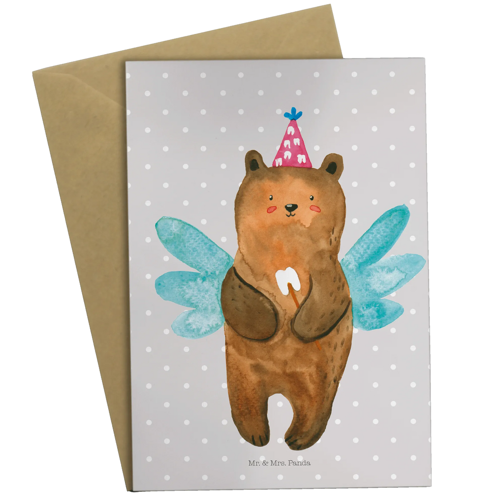 Greetings card bear tooth fairy Einladungskarte, Klappkarte, Grußkarte, Geburtstagskarte, Hochzeitskarte, Karte, Ansichtskarten, Glückwunschkarte, Bär, Teddy, Teddybär, Zahnfee, Milchzahn, Erster Zahn, Fee
