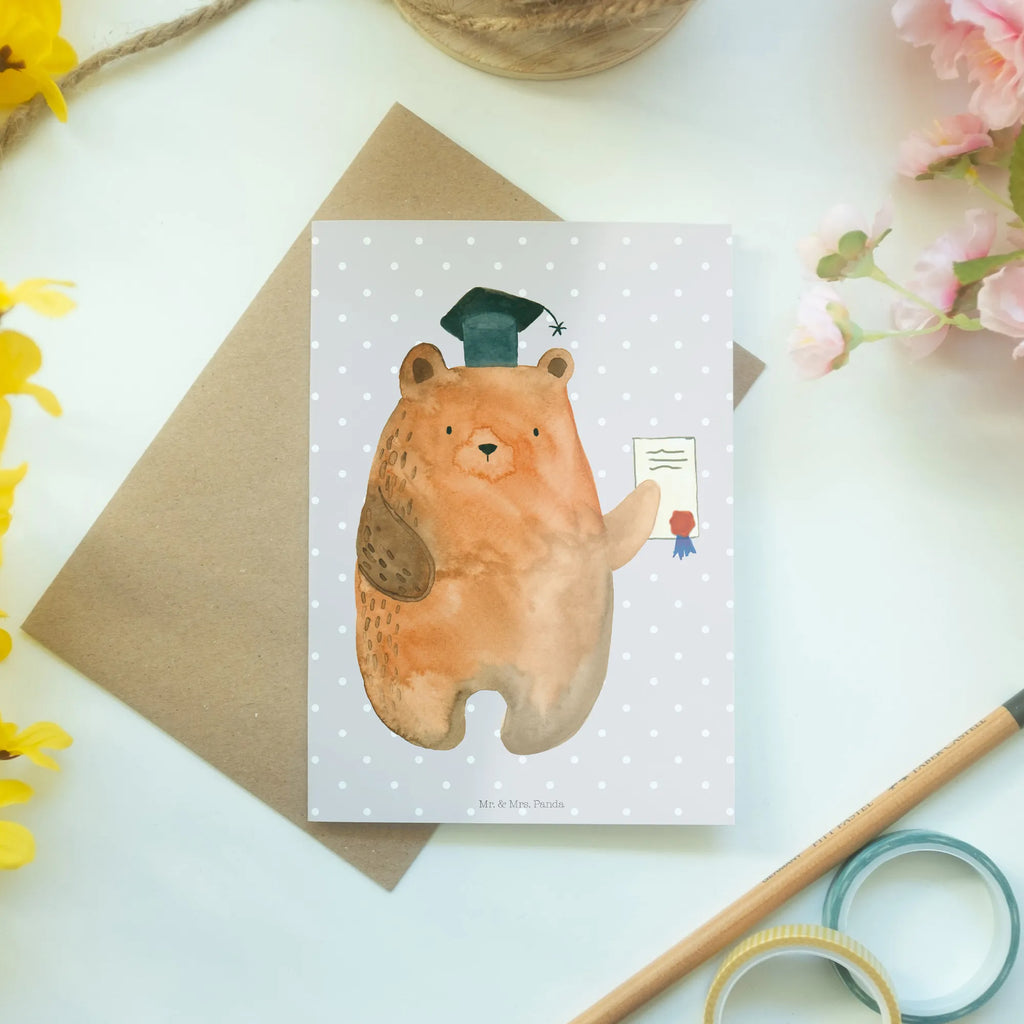 Greetings card bear Test Klappkarte, Grußkarte, Einladungskarte, Glückwunschkarte, Karte, Hochzeitskarte, Geburtstagskarte, Ansichtskarten, Bär, Teddy, Teddybär, Abitur, Prüfungen, Prüfung bestanden, Zeugnis, Abschluss, Abschlusszeugnis