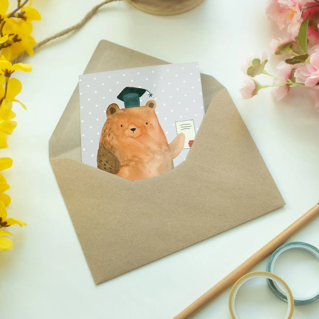 Greetings card bear Test Klappkarte, Grußkarte, Einladungskarte, Glückwunschkarte, Karte, Hochzeitskarte, Geburtstagskarte, Ansichtskarten, Bär, Teddy, Teddybär, Abitur, Prüfungen, Prüfung bestanden, Zeugnis, Abschluss, Abschlusszeugnis