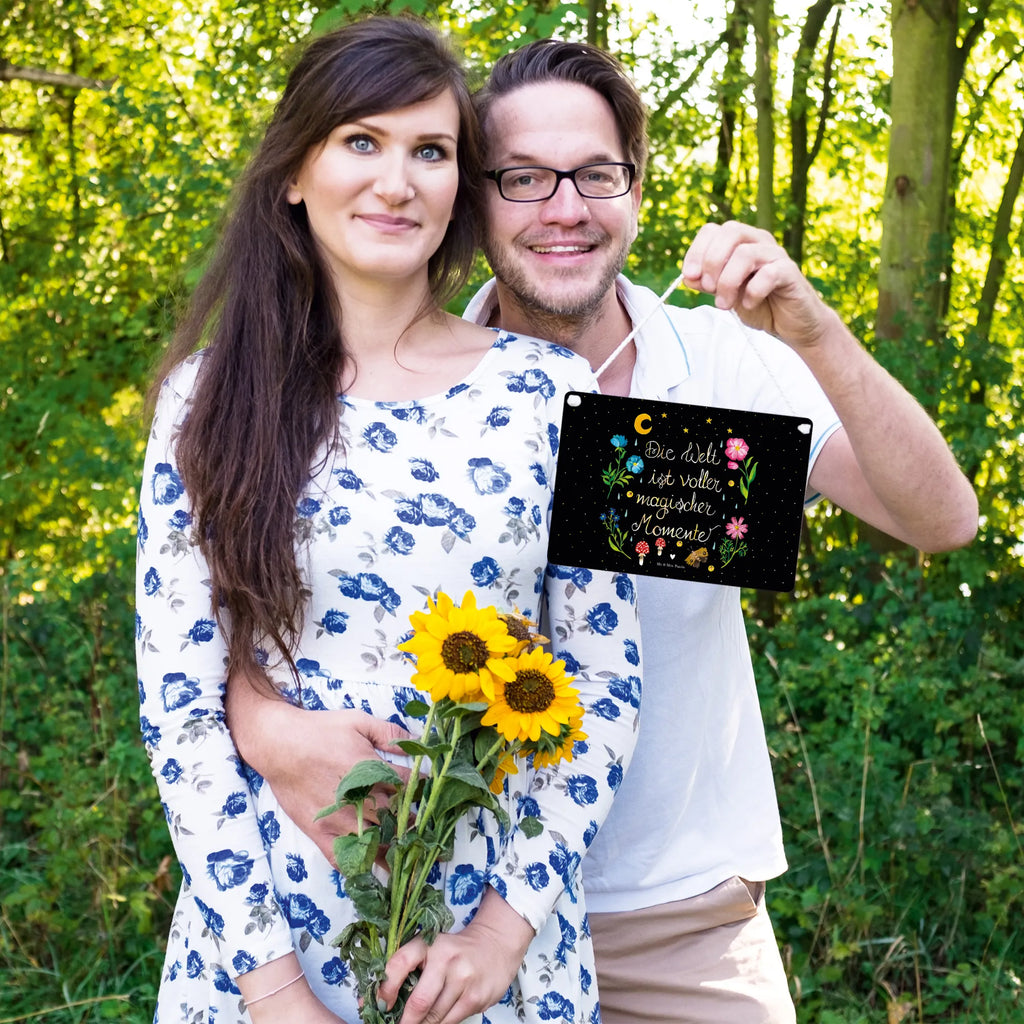 Decorative sign Magic World Nature, joy of life, love, magic, Magic moments, night, saying beautiful, motivation, wisdom, flowers, saying positive, black