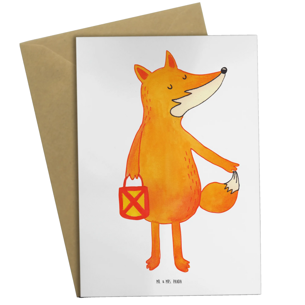 Greetings card Fox Lantern Klappkarte, Glückwunschkarte, Karte, Hochzeitskarte, Ansichtskarten, Grußkarte, Einladungskarte, Geburtstagskarte, Fuchs, Laterne, Liebeskummer Spruch, Füchse, Aufmuntern, Cäsar Otto Hugo Flaischlen, Laternenumzug, Spruch trösten, Sankt Martin