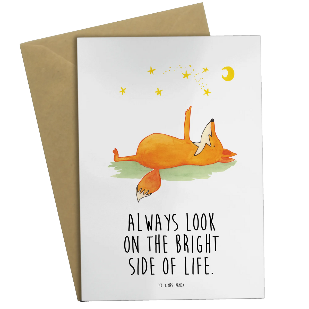 Greetings card Fox Stars birthday card, wedding card, invitation card, greeting card, folding card, fox, foxes, forest wildlife, clever as a fox, animal lover, Always Look on the Bright Side of Life, Fox, words of consolation, Saying positive, Romance, Saying beautiful