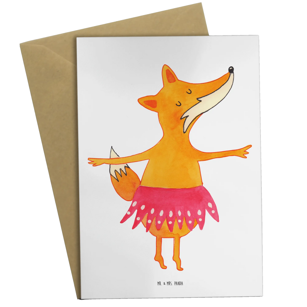 Grußkarte Fuchs Ballerina Karte, Klappkarte, Geburtstagskarte, Ansichtskarten, Grußkarte, Hochzeitskarte, Glückwunschkarte, Einladungskarte, Fuchs, Einladung, Geburtstag, Fuchs Spruch, Füchse, Party, Tanzen, Ballerina, Tänzerin, Ballett, Füchsin